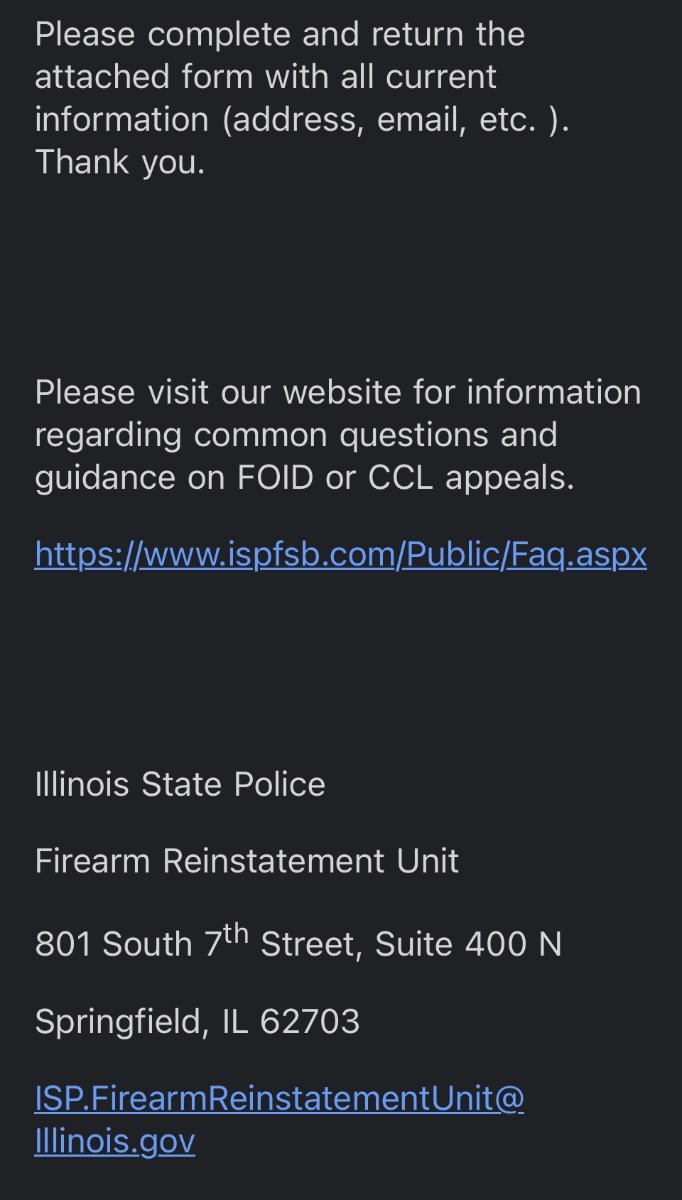 FOID Denial and Appeal for Greater Than 5 Years Mental Health Illinois FOID Application