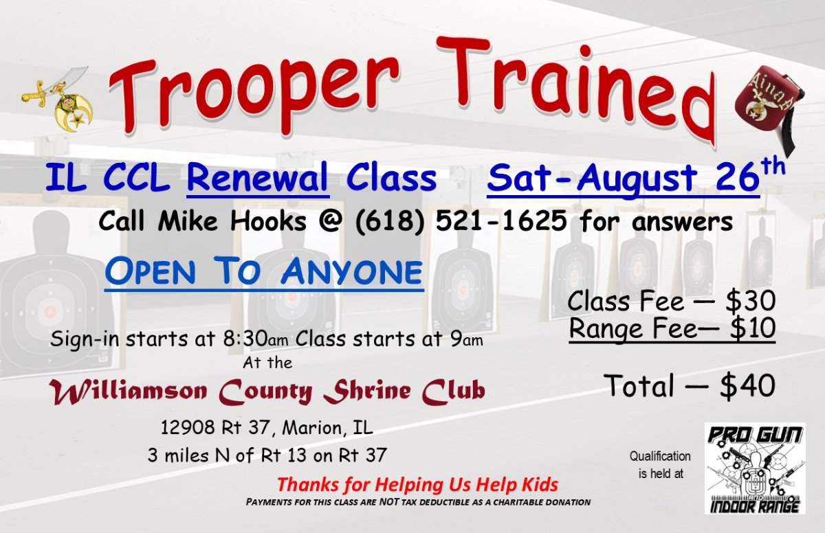 So. IL CCL Renewal Class, Marion, Aug26th Concealed Carry License Training